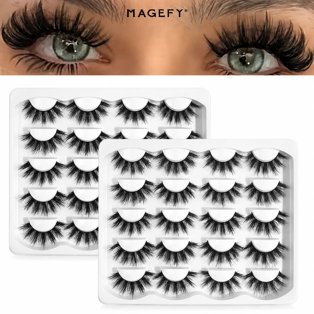 MAGEFY 10/20 Pairs False Eyelashes with Case, Mixed Styles Fluffy Wispy Cat Eye & Natural Curl Lashes, Soft Lightweight Strip Lashes for Everyday Makeup & Travel#DealsForYouDays#SummerWins