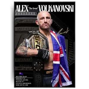 Alexander The Great Volkanovski Fighter Poster, Ufc Wall Art, Decor, Athlete Pepper, Elite Unique design, MMA, Headshot Stats