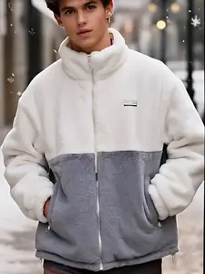 Men's Cotton Jacket Double-Sided Wear Winter Thickened Warm Coat Trendy Couple BreadJacket Casual Beige Long Sleeve White