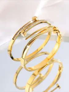 2 pieces of elegant stainless steel rivet bracelets double-headed hammer bracelets jewelry set for men and women, geometric waterproof jewelry gift for wear, Elegant Bangle, Stackable Bracelet, Trendy Stack Bangle