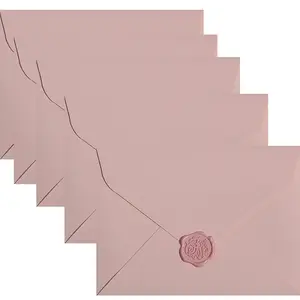 5 envelopes and 5 fire paint stickers, romantic pink ins envelope without letterhead and dried flowers.