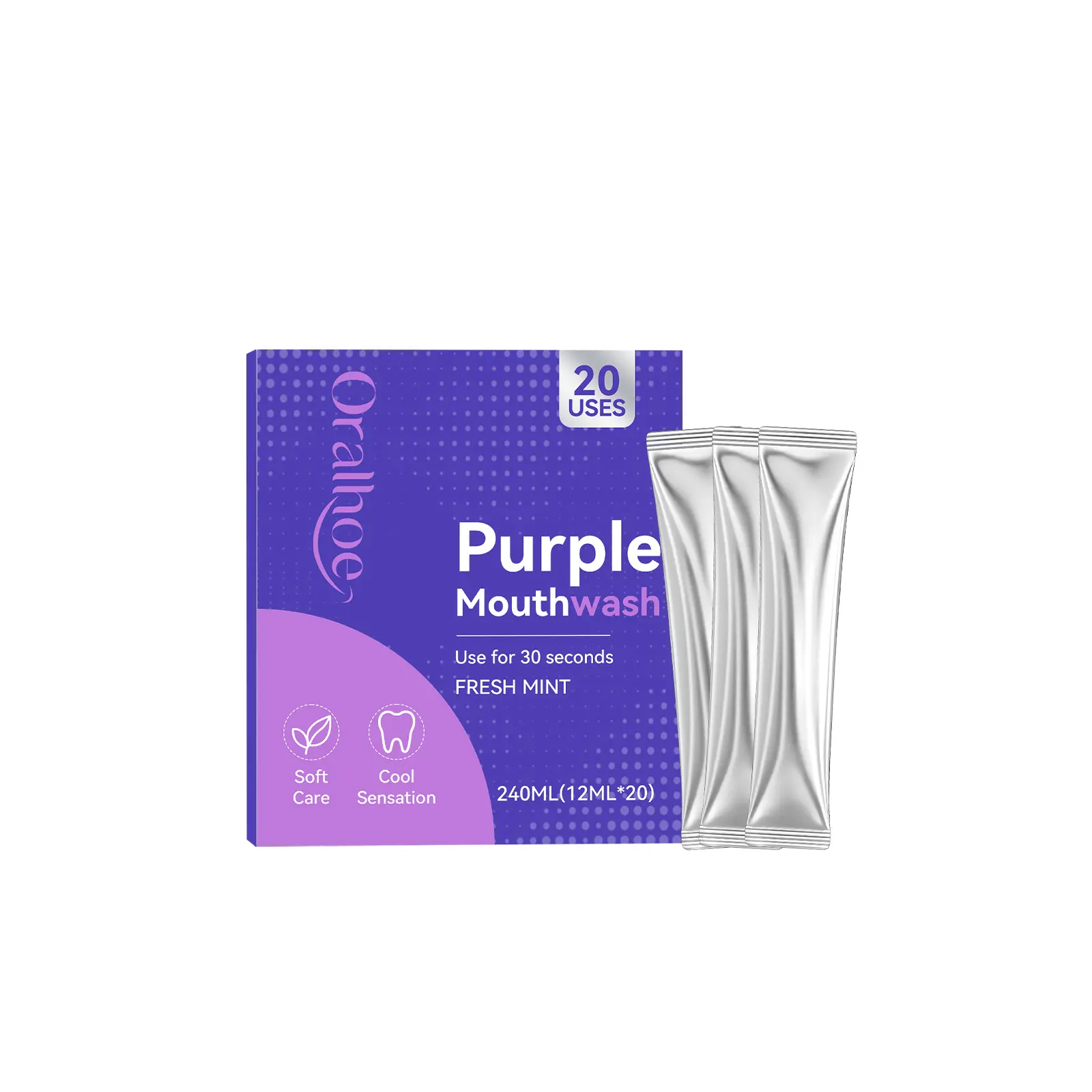 Oralhoe Purple Refreshing Mouth Rinse, Gentle Formula for Oral Cleansing, Fresh Scent Daily Teeth & Mouth Care Mouthwash