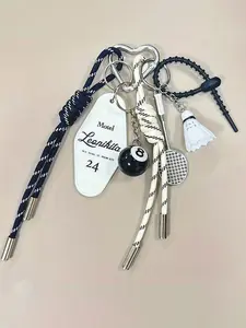 Personalized Car Keychain Diy Creative Keychain, Billiards Key Pendant, Badminton Pendant, Handmade Woven Bag Accessories|Bag Charm Decoration Pendant|Bag Charms Accessory|Bag Charm Pendants, Unique Personalization, Durable Craftsmanship