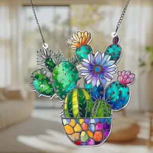 Cactus Acrylic Suncatcher – Plant Lover Window Hanging, Cactus Home Decor, Plant Mom Gift
