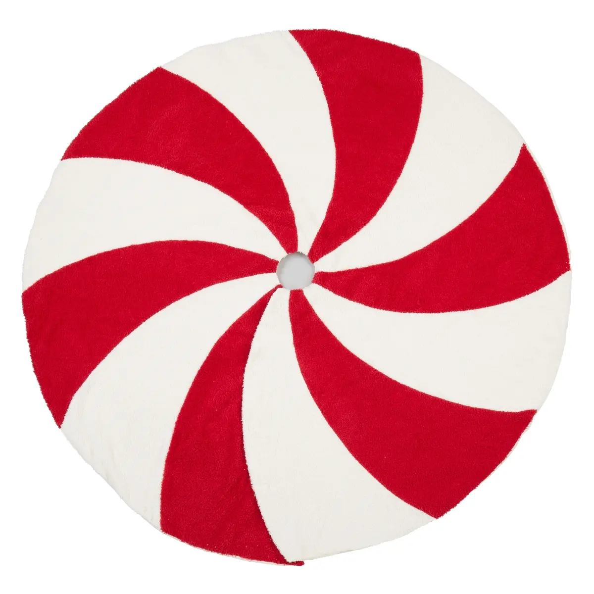 Saro Lifestyle 1239.RW72R 72in Playful Candy Cane Round Christmas Tree Skirt, Red-White Polyester, Soft Surface, Machine Washable Holiday Room Decor for Home, 72 In.
