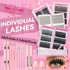 Mixed Length Individual False Eyelashes Kit, DIY Eyelash Extensions, Natural-Looking Eyelash Extensions with Accessories, Self-Grafting Curling Lashes for Women, Makeup Products