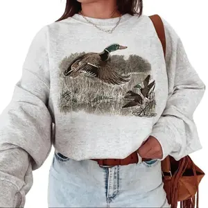 Mallard Duck Vintage Crewneck Sweatshirt - National Hunting Day Retro Hunting Season – Unisex Cotton Apparel Fathersdaygift Womenswear