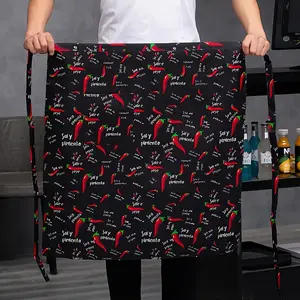 Professional Heavy-Duty Chef Apron with Waist Belt & Adjustable Half-Body Coverage Kitchen Workwear Suitable for Chefs Cooks Commercial Use RR1563535 Black Polyester