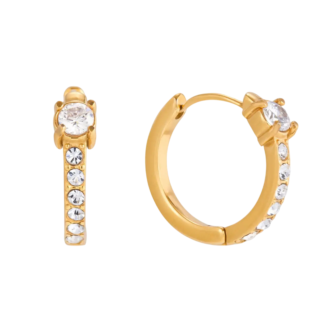Gold Inlaid Diamond Hoop Earrings