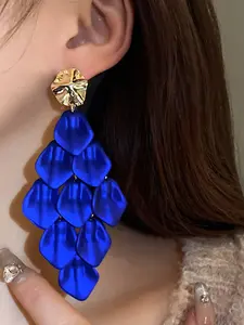 Women's 925 Silver Needle Acrylic Flower Dangle Earrings, Elegant Jewelry Accessory for Women & Girls, Perfect Gift Idea