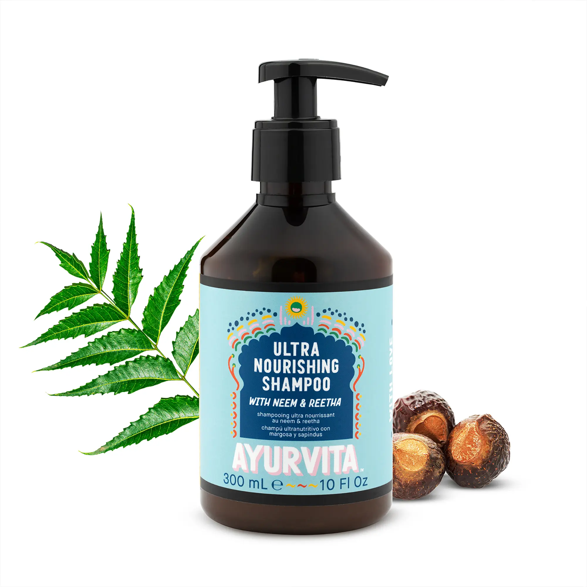 AyurVita Ultra Nourishing Shampoo with Neem & Reetha, Ayurvedic Hair Care - 10 fl oz