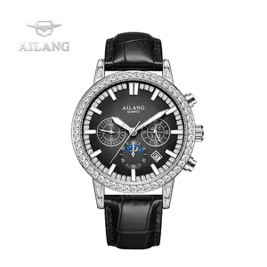 Elegant Round Dial Quartz Watch with Luminous Hands and Date Display, Classic Business Rhinestone, Fashion Waterproof Watch, Comfortable Leather Strap, Stylish Gift Box