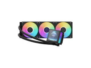 GAMDIAS CHIONE P5-360 Liquid CPU Cooler, 360mm AIO w/Customizable 3.4" IPS LCD, Rotatable Magnetic Pump, Hidden Cable Fan (Daisy-Chained), Support PWM & ARGB MB Sync, Intel LGA 1851; AMD AM5, Black