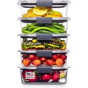 Rubbermaid Brilliance Tritan Plastic Food Storage Containers BPA Free Airtight Lids Ideal for Lunch Meal Prep & Leftovers Set of 5 (3.2 Cup)