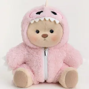 Getahug Cuddly Stuffed Animal | Flexible Dinosaur Plush with Interchangeable Costumes, Huggable & Poseable, Perfect Birthday & Halloween Gift, 12" Height, Cozyvibes - Cute Teddy Bear