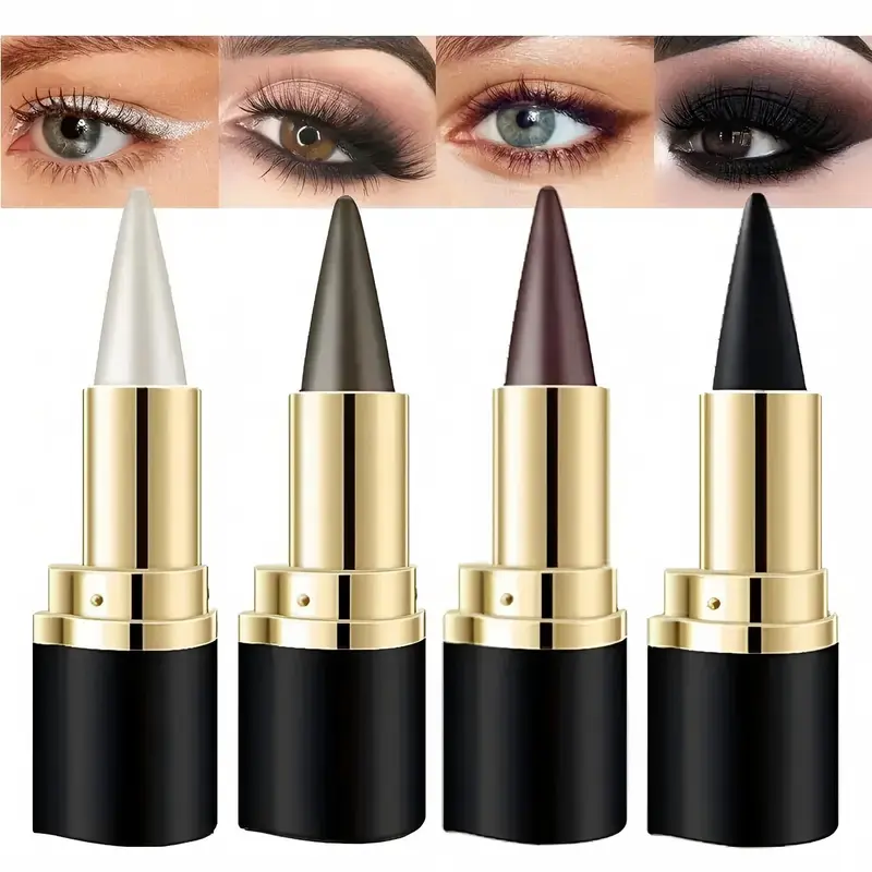 2Pcs Black Gel Eyeliner Pencil Set,Eye LinerWaterproof Smudge Proof, Waterproof Long-lasting Quick-drying Black crayon matte Eyeliner Cream Single-head Rich matte,Cat Eye MakeupStencil,Eye Black Smokey Eyeshadow PaletteStick,Goth Halloween Makeup