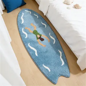Creative summer surfboard style bedroom decoration bedside plush carpet sea swimming print living room sofa carpet modern minimalist kitchen balcony strip carpet fluffy and soft cloakroom lounge carpet washable bathroom toilet non-slip floor mat
