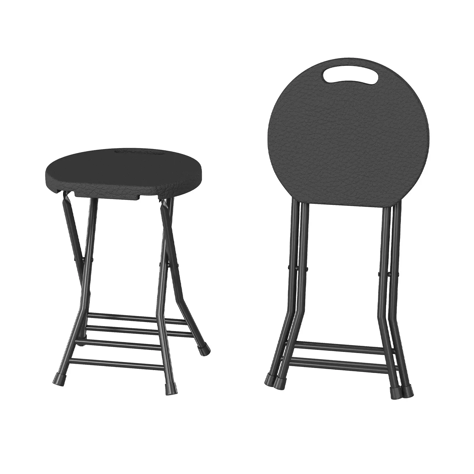 1PC Folding Stool, Backless 18-Inch Bar Stools, Portable Foldable Stool with Handle, Anti-Slip Feet for Kitchen, Counter, Camping, Indoor Outdoor