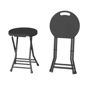 Folding Stool 2-Pack, Backless 18-Inch Bar Stools, Portable Foldable Stool with Handle, Anti-Slip Feet for Kitchen, Counter, Camping, Indoor Outdoor