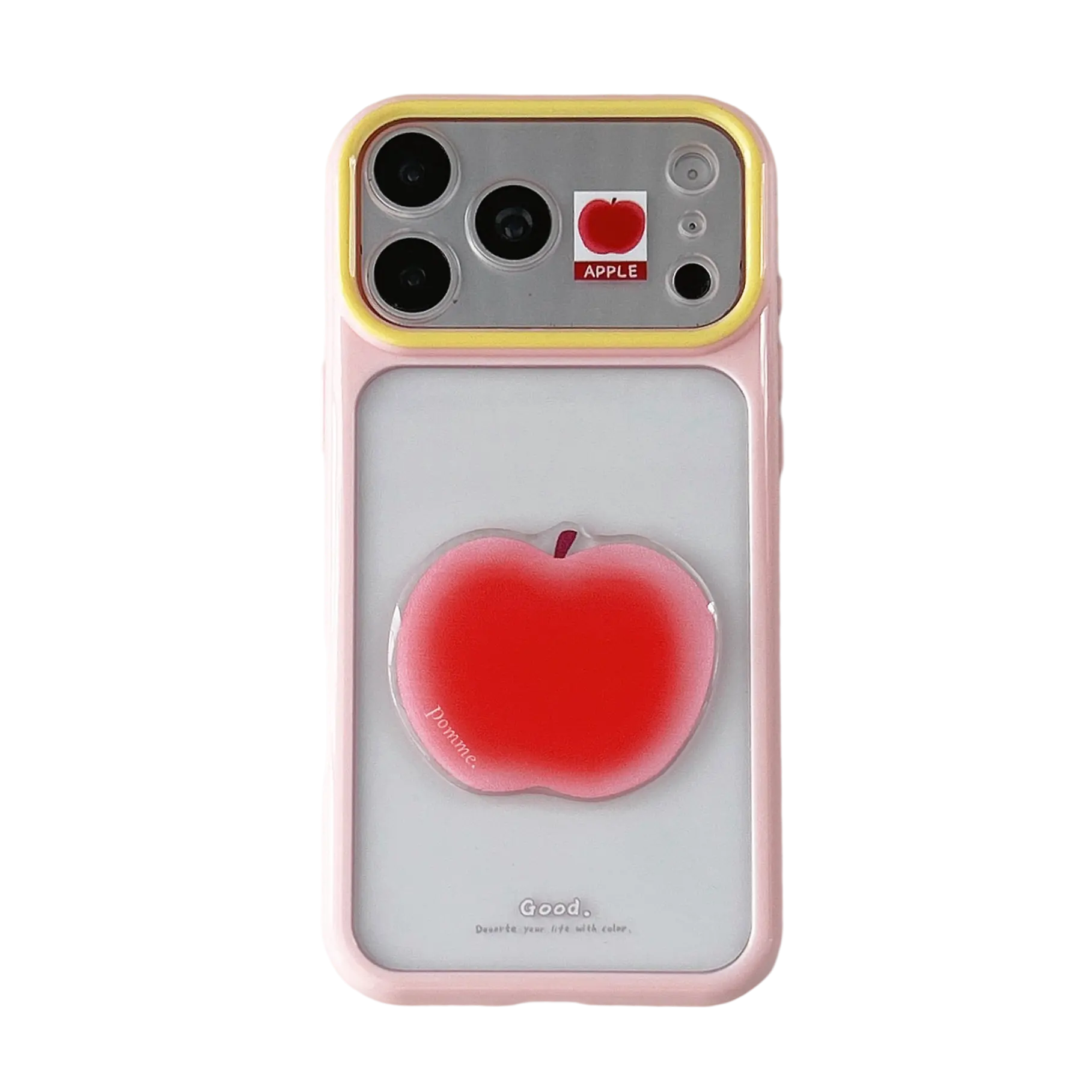 3D Gradient Cute Fruit Pop Socket Smartphone Case - Aesthetic Kawaii Casing with Holder for iPhone 14/15/16/17, Cellphone Protection Cover