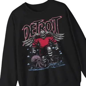 Detroit Hockey Sweatshirt, Graphic Crewnecks, Skeleton, Gift Shirt, Bootleg Shirt, Skeleton Hockey Crewnecks, Red Wings, Vintage Graphic Tee, Unisex Cotton T-Shirt, Trendy Gift T-Shirt, Top Menswear Streetwear Womenswear