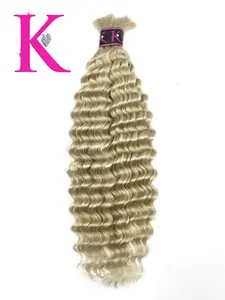 Italian Curly Human Braiding Bulk Hair Color #60 Blonde