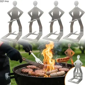【Summervibes】4PCS Hot Dog Grill Rack, Funny BBQ Sausage Holder Set, Sturdy Reusable Grilling Accessory, Practical Outdoor Cooking Gadget, Ideal Gift for Men Perfect for Camping Gatherings, Backyard Barbecues and Weekend Party Grilling