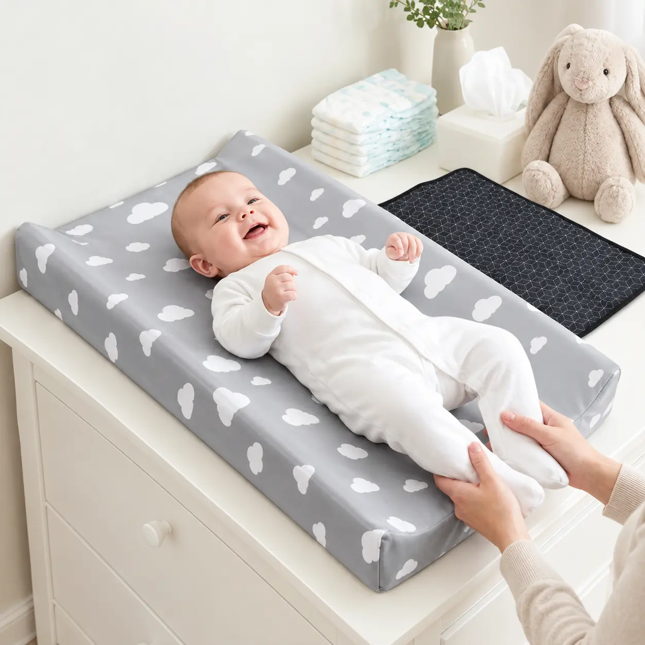Waterproof PU Vegan Baby Diaper Changing Pad - Standard Size  Soft Cozy Suitable for Dresser &, Wipe-Clean, Assembly-Free Installation, Suitable for Newborn Infant Care, for Dresser Table Mat