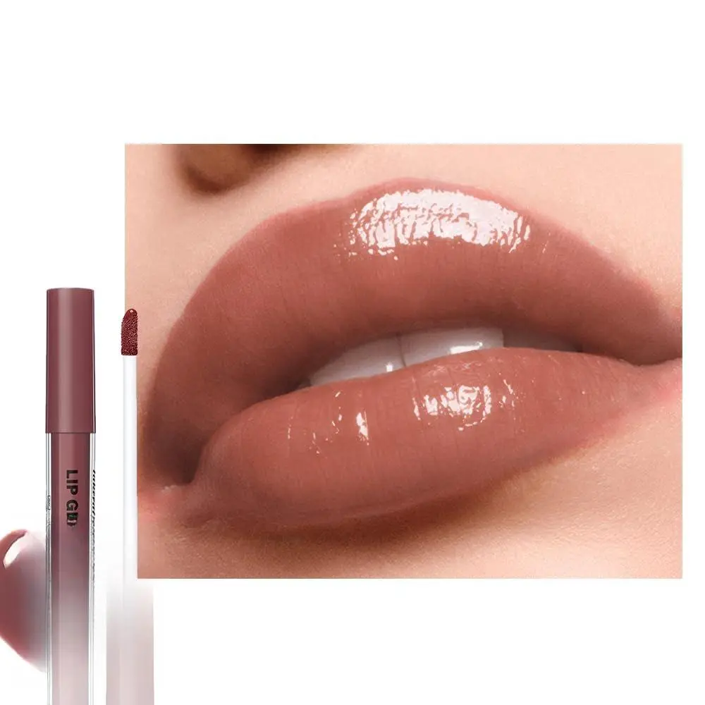 Gloriousbeautyus Lip Plumper Gloss Warm Brown Moisturizing High Shine Nude Lip Glow Oil Long Wear Hydration Mini Liquid Lipstick Makeup Fresh Lightweight Glossy Plumping Lip Gloss for Women 04#