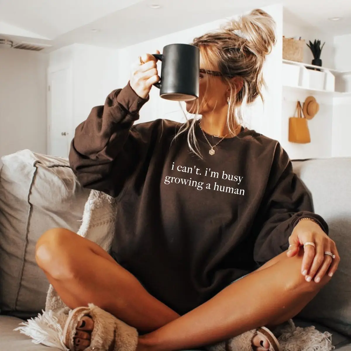 I Can't I'm Busy Growing A Human Sweatshirt, Funny Pregnancy Sweatshirt, Funny Mom Sweatshirt, Baby Announcement Bodysuit, Maternity Sweater