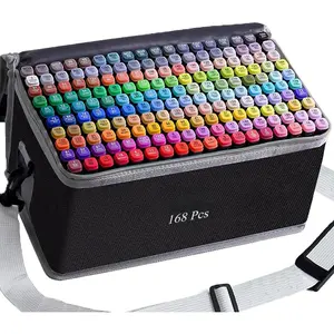 Markers 168 Colors Drawing Pens Set Dual Tip Permanent Art Markers for  and Adult Gifts-168 Black Shell Refillable