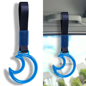 JDM Moon Shaped TSURIKAWA Crystal Bubble Ring Car Subway Bus Handle Hand Strap Blue Ring Nylon Hand Strap