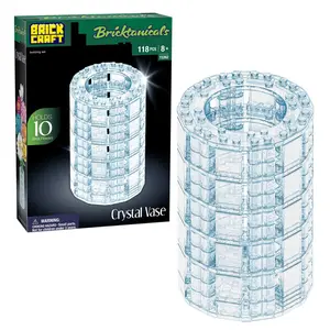 Brickcraft Crystal Vase Building Set for Brick Flowers, 118-Piece Bricktanicals Display Model Kit for Adults & Teens 8+