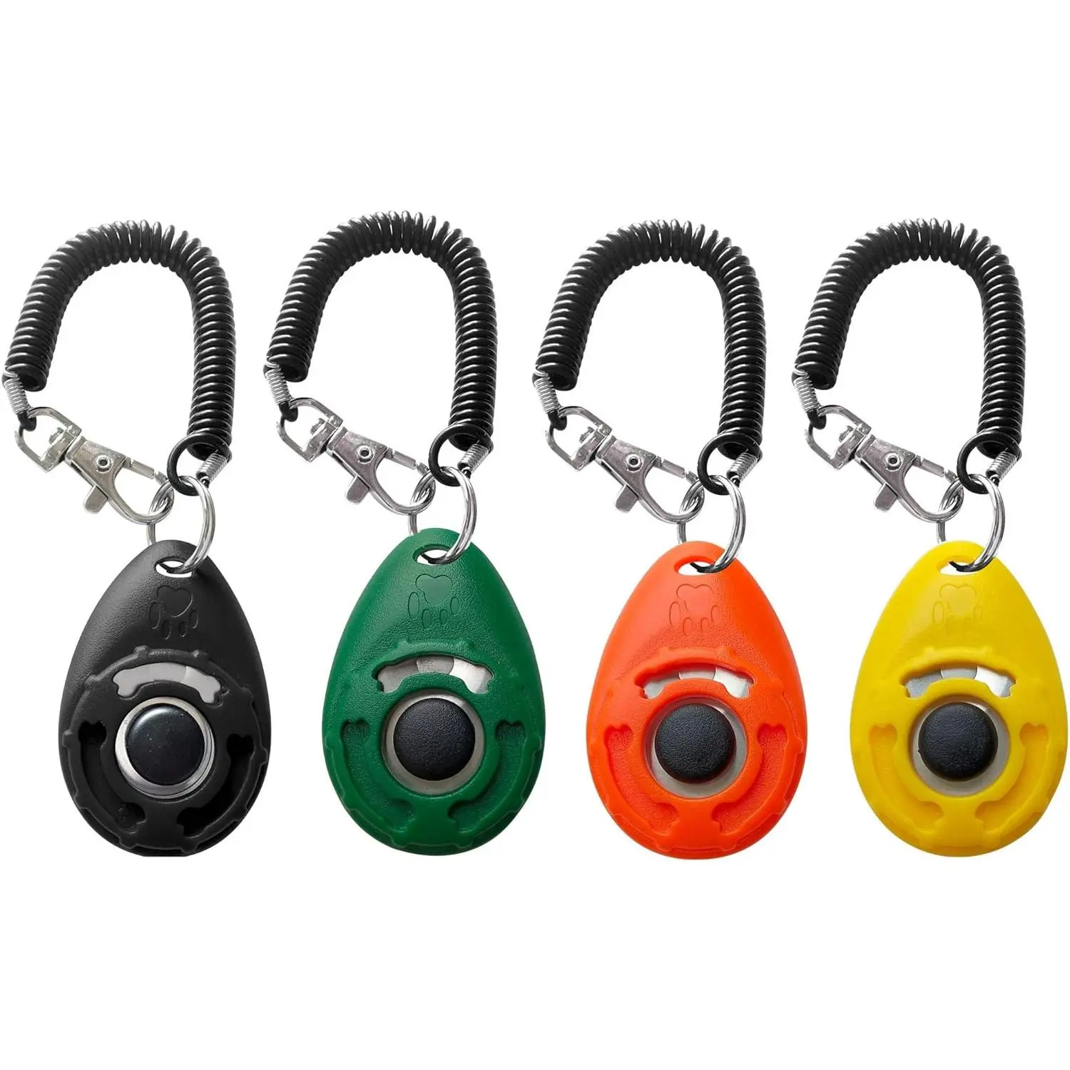 Pet Training Clicker with Wrist Strap - Dog Training Clickers for Puppy, Cat, Potty, Bird, Horse, Pet, Trainer Training Tools, Behavior Aids (Black +Deep Green + Tangerine + Yellow)