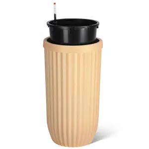 【GARVEE】31 Inch Tall Gold Planter with Water Level Monitor, Self-Watering System, and Wheels - Medium Flower Pot for Living Room, Bedroom, Office, Patio, Porch, and Garden