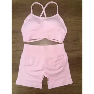 [With Logo] DFYFN Set Fitness Tight-Fitting Series High-Elasticity Shockproof Full Matte Nylon Cross-Back Beauty Back Deep Back Seamless Sports Bra Yoga Bra