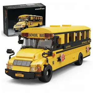 Yellow School Bus Building Block Model, Interactive Construction Set for Teens and Adults, Satisfying and Creative DIY Project, Nostalgic Birthday Gift for Hobbyists, Classic Aesthetic Home Decor for Display Shelf