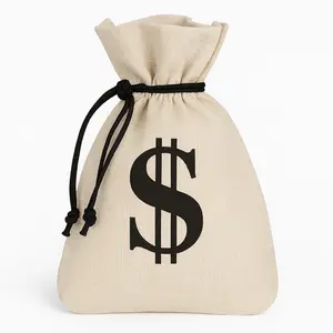 Rustic Burlap Money Favor Bags - Set of 8