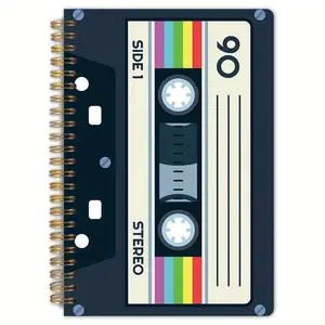 1 book, 5.5x8.3 inches, vintage cassette tape design spiral notebook, vintage music art cover, suitable for music lovers, office supplies and study notes, high-quality paper, sturdy cover, creative professional journal