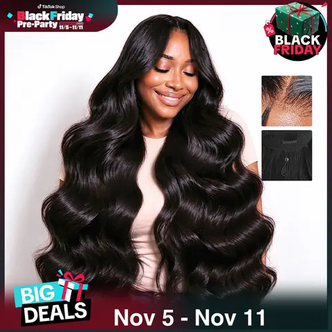 [GLUELESS] LYSILF Natural Black 7x6 Glueless Body Wave wig HD Lace Remy human hair Water & Deep wave 200 Density Ready to Wear Beginner Friendly 7x6 Burmese curly Brazilian human hair Pre Plucked Pre Cut closure Lace wigs 14-40 Inch #blackfriday