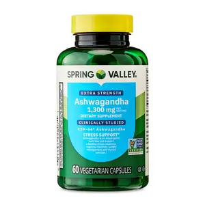 Spring Valley Extra Strength Ashwagandha 1300 mg - 60 Vegetarian Capsules for Health Support and Convenient Dosage Option - Healthcare, Fitness