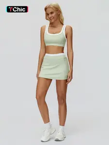 Women's Two-Piece Colorblock Yoga Set, High-Waisted Ribbed Casual Fitness Sportswear, Versatile Gym Workout, Athleisure Wear Set