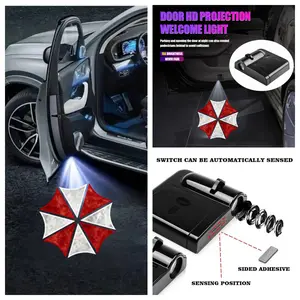 2PCS Resident Evil Umbrella Corporation Car Welcome Logo Projector Lights, Led Door Light, Adhesive No Damage Installation Ambient Lamps, Universal Fit for All Car Models, Car Exterior Interior Upgrade Accessories
