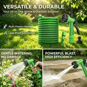 No-Kink Leakproof Expandable Garden Hose 25/75/100FT | 6 Function Spray Head Collapsible Lightweight Water Hose For Outdoor Use
