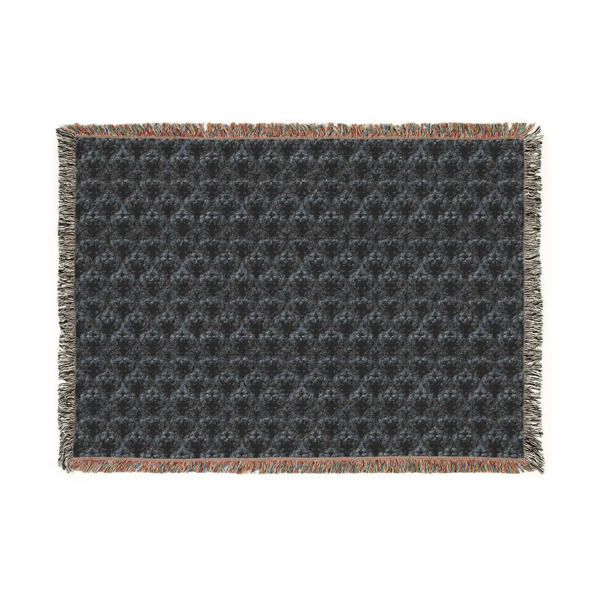 Black Gothic Damask Woven Blanket | Dark Academia Throw | Victorian Gothic Home Decor | Gothic Couch Blanket | Luxury Cotton Throw