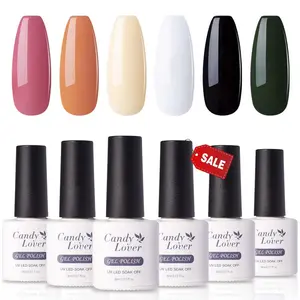 Candy Lover Gel Nail Polish Set – 6 Colors + Base & Top Coat – Quick Dry, Long Lasting for Women Girls Salon Halloween Gift
