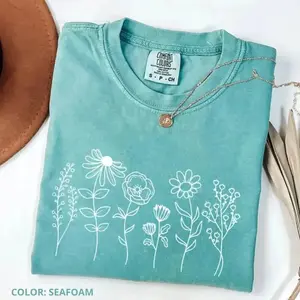 Comfort Colors Wildflower Shirt, Floral Cottagecore Shirt, Botanical T-Shirt, Aesthetic Tee, Cute Gift, Aesthetic Tee, Cotton Shirt -DarkFlex