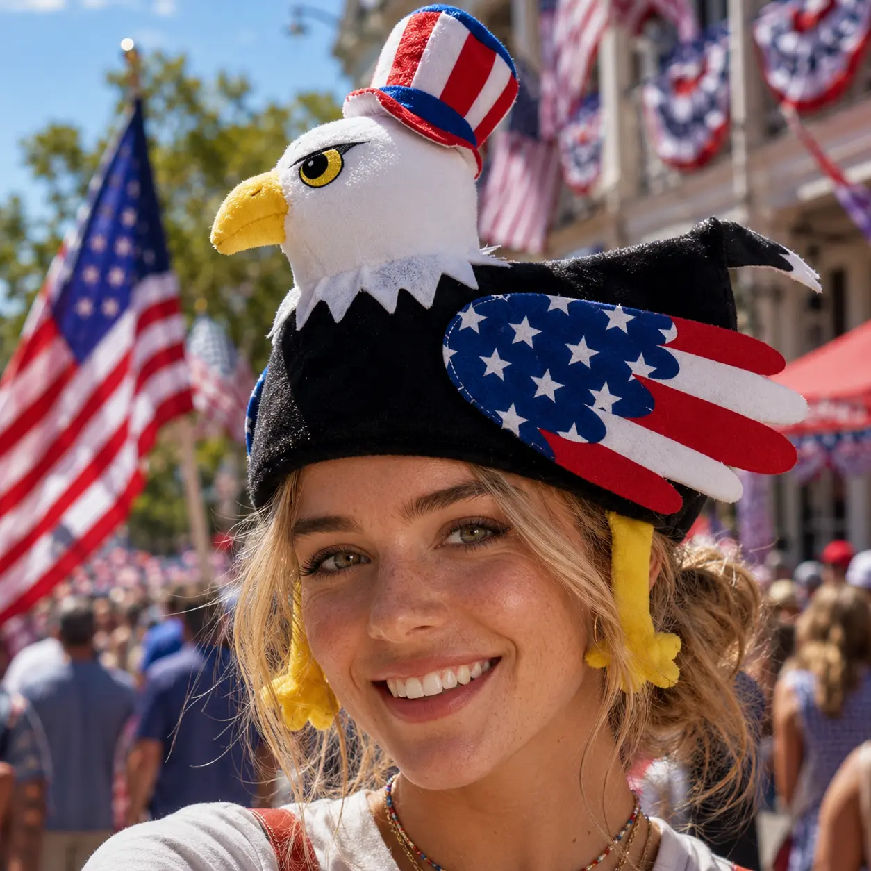 Funny Patriotic Eagle Hat – Uncle Sam Inspired Bird Beak Costume Accessory for 4th of July, Parade, Festival & Halloween