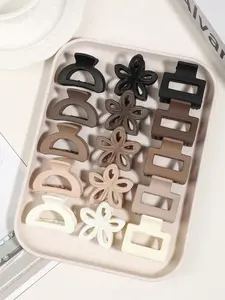 15 Pack Women's Color Autumn and Winter Curry Color Simple Small Flat Hair Clips Hairpin Hair Clamp, Elegant Simple Elegant Milk Curry Color Simple Hair Clamp Hair Clamp Women's Braided Shark Hairpin Accessories