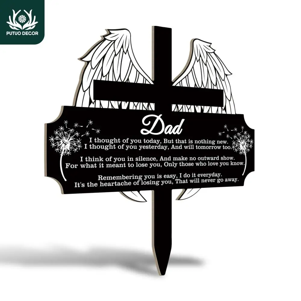 PUTUO DECOR Wooden Outdoor Stake, Garden Sign, Outdoor Stake Garden Decoration, Ground Stake for Home Farmhouse Garden Lawn Patio Courtyard